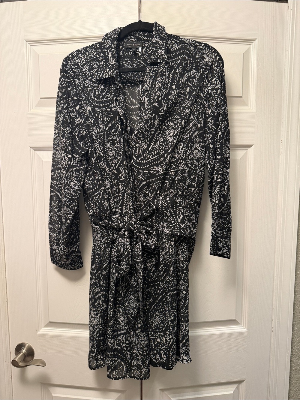 Lucky Brand Black and White Paisley-Print Blazer Dress